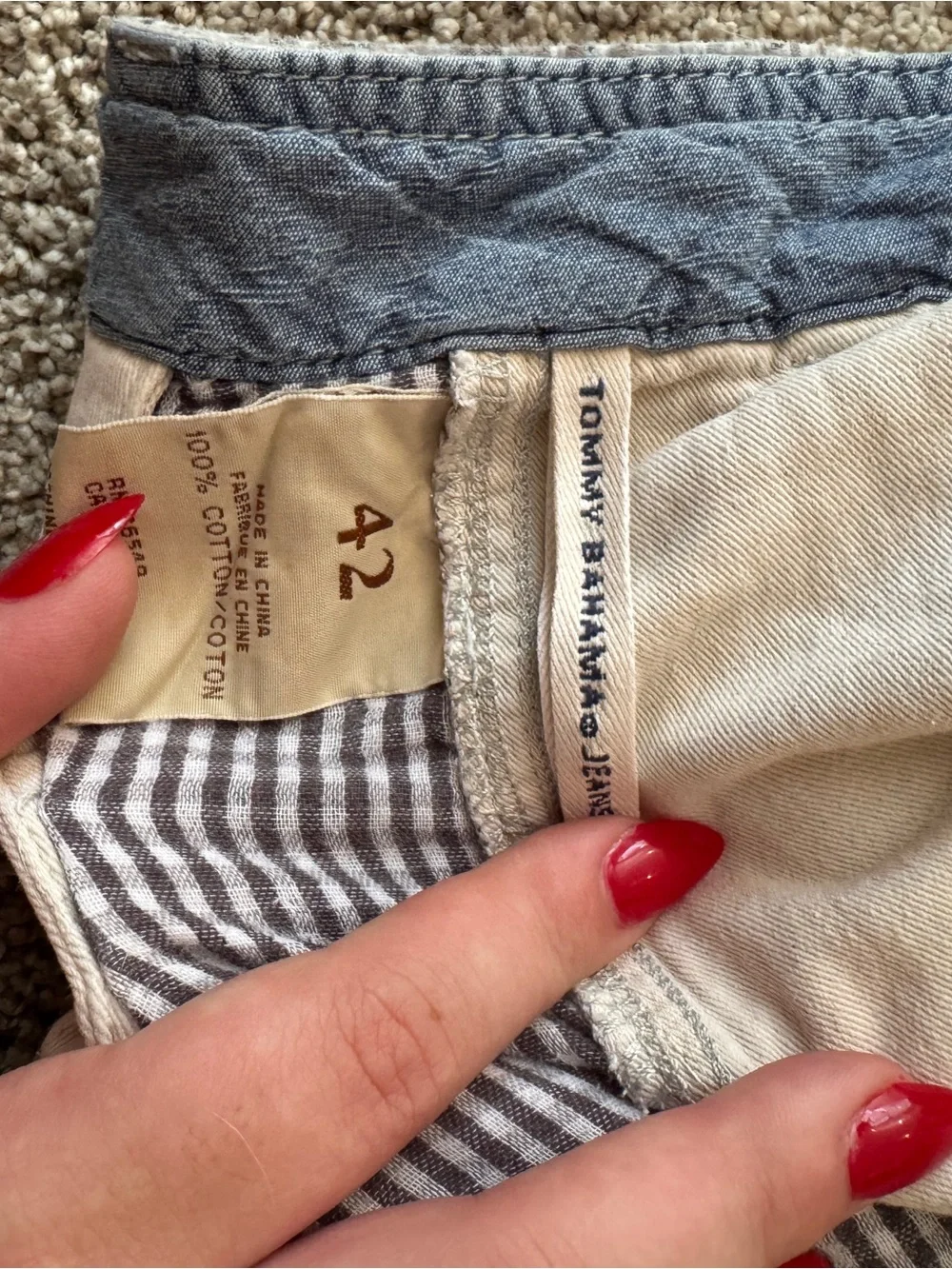 Tommy Bahama Plaid Cargo Shorts - Cream & Gray